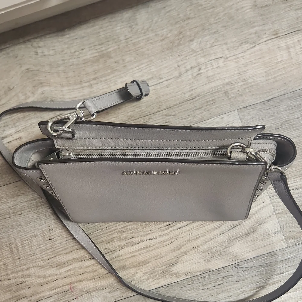 Michael Kors Silver Crossbody Bag with Studded Sides